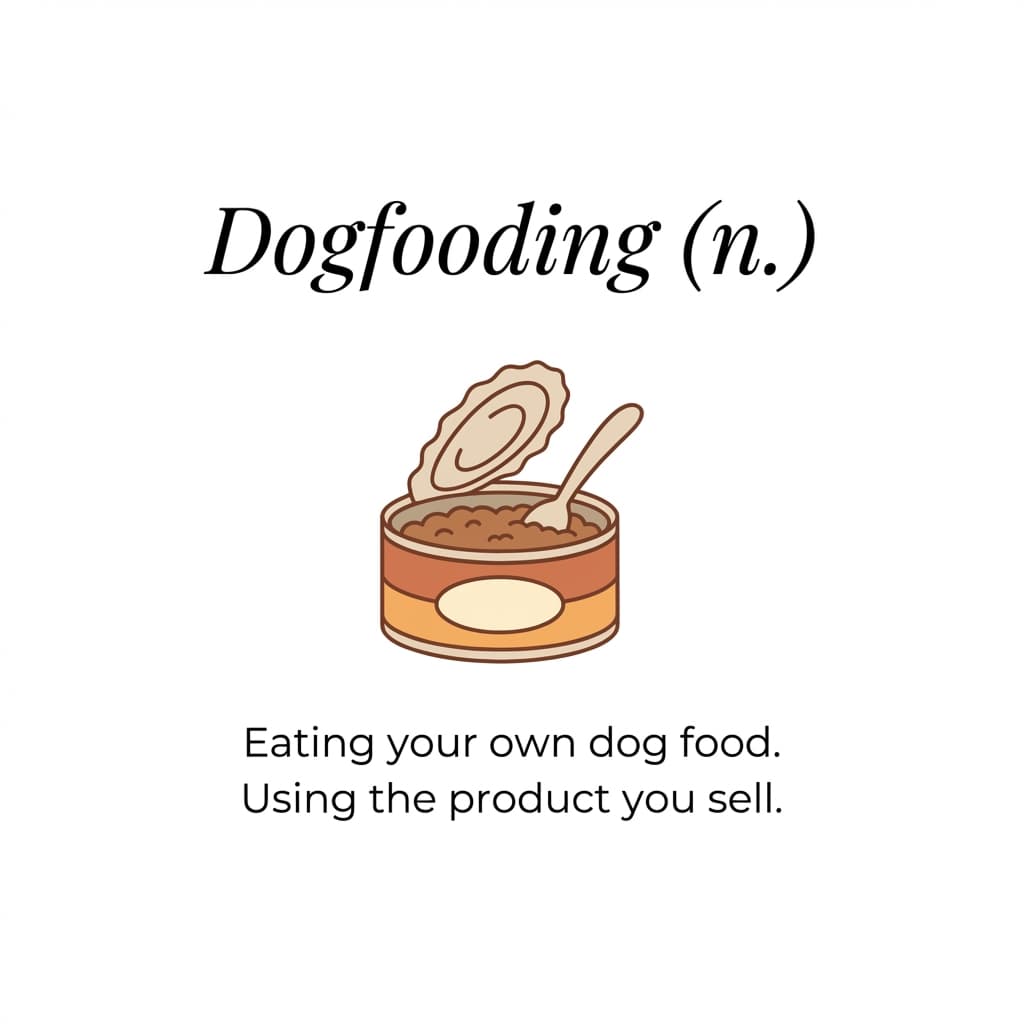 Dogfooding - a can of dog food with definition